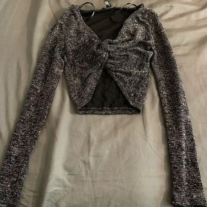 Cute black glitter crop top